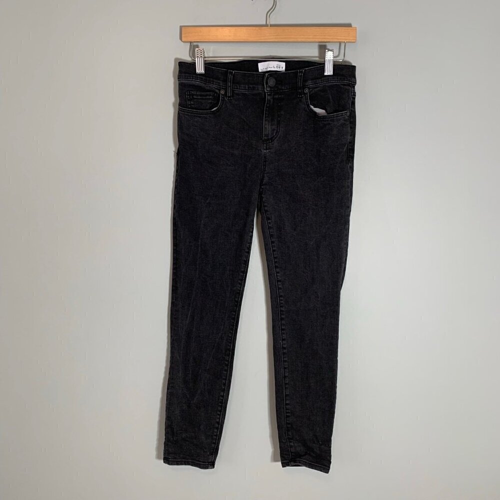 LOFT Legging Crop‎ Jeans Charcoal Gray Faded Black Denim Pants Size 4 27